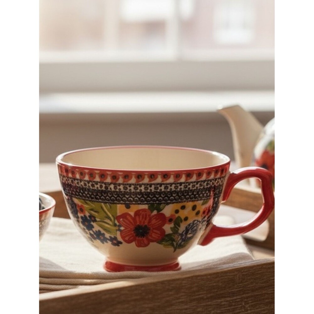 Pioneer Woman Dazzling Dahlias Oversized Soup Mug with Handle